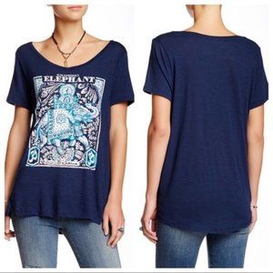 Lucky Brand Chanting Elephant Navy Blue T-shirt XS